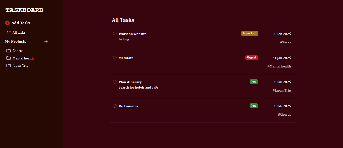 TaskBoard UI